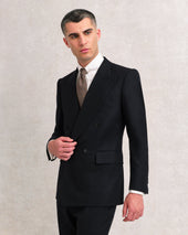 Black Flannel Low Double-Breasted Suit