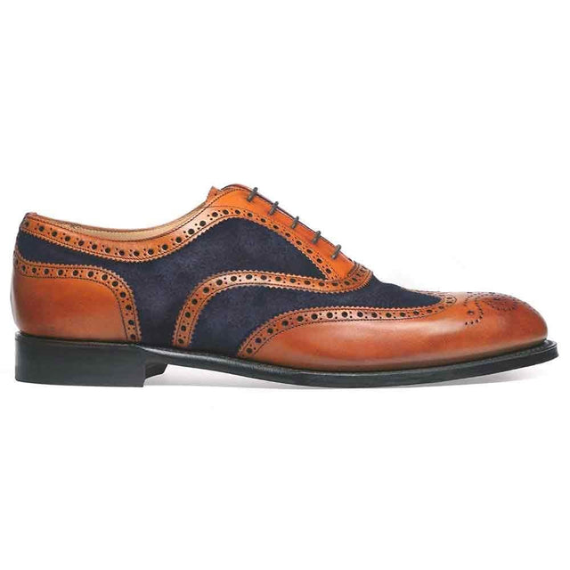 Edwin Two Tone Oxford Brogue in Chestnut Calf/Navy Suede
