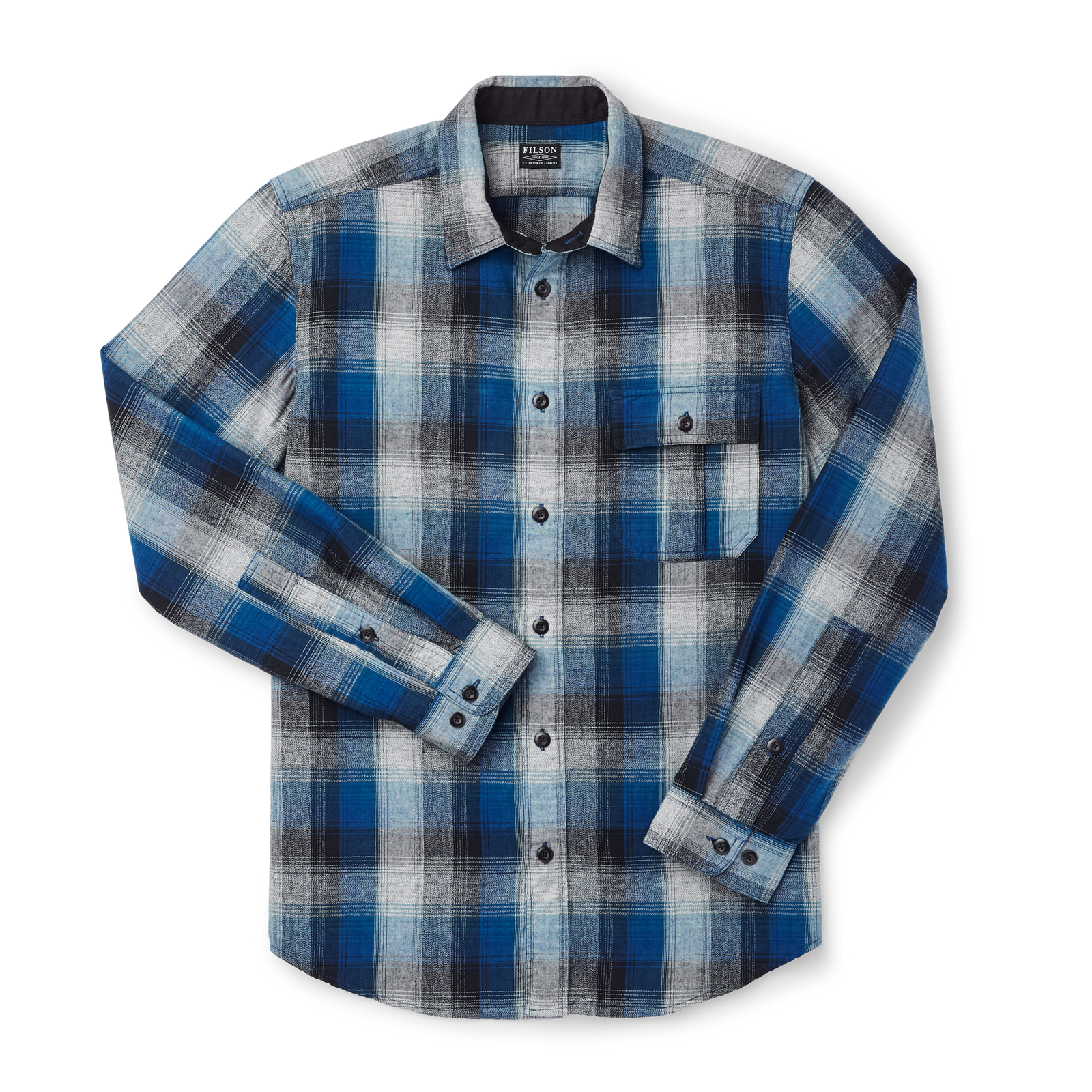 Rustic Oxford Shirt - Indigo/black/charcoal Plaid