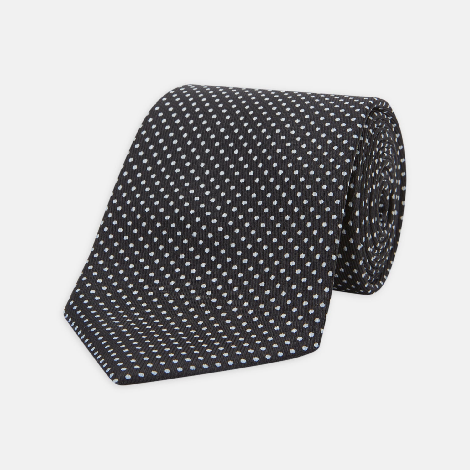 And White Small Spot Printed Silk Tie
