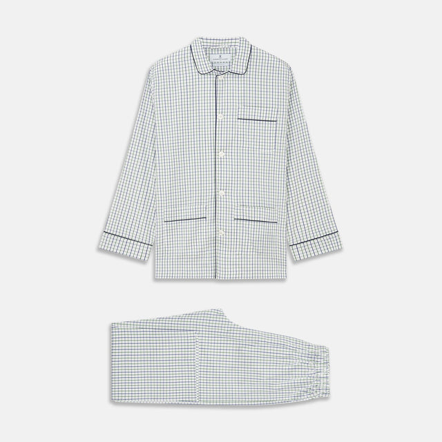 Green and Blue Check Cotton Hyde Pyjama Set