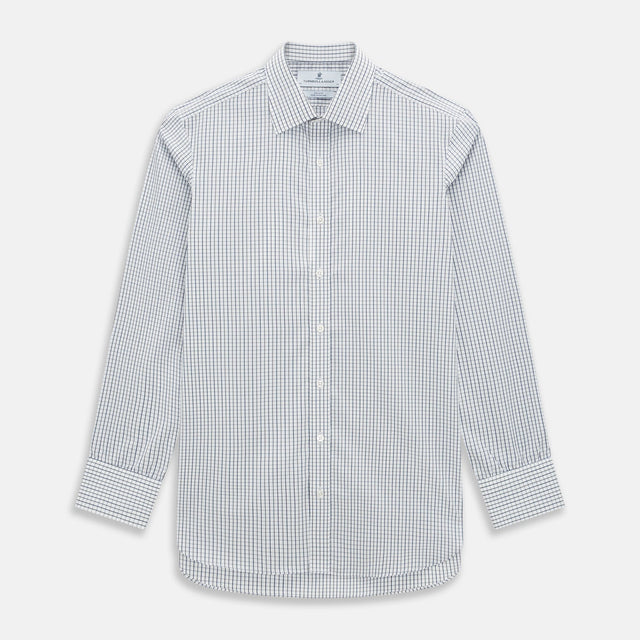 Blue and Coffee Tattersall Check Mayfair Shirt