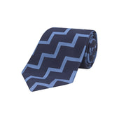 And Light Blue Striped Zigzag Silk Tie