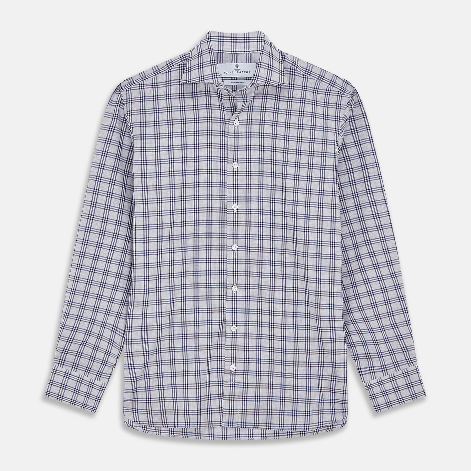 Grey Multi Check Cotton Tailored Fit Shelton Shirt