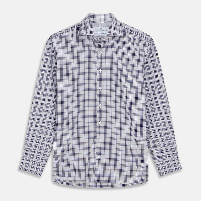 Grey Multi Check Cotton Tailored Fit Shelton Shirt