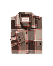 Vintage Flannel Work Shirt - Tan / Orange / Multi Plaid