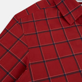 Dark Red Grid Check Windsor Shirt