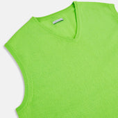 Lime Green V Neck Cashmere Vest