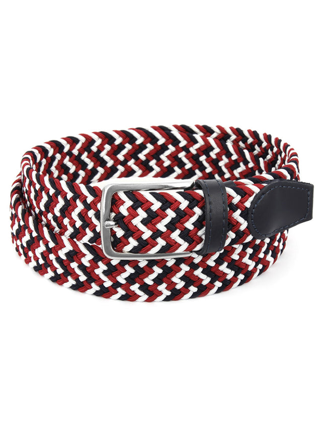Elastic braided belt in blue white red Rob III