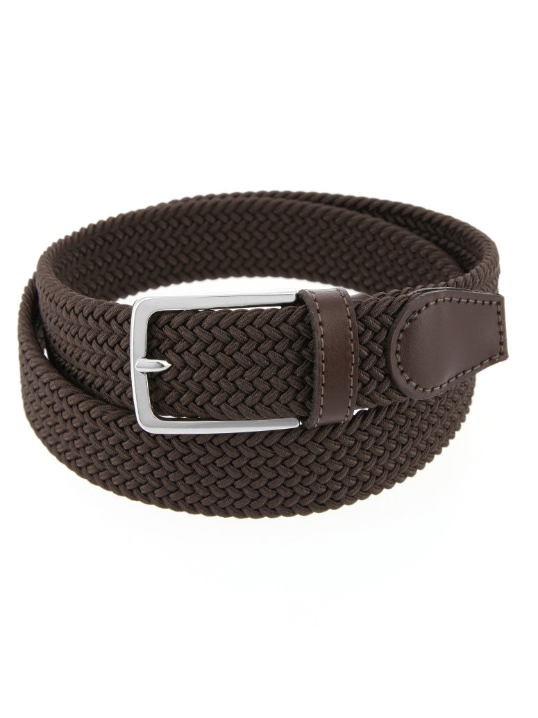 Elastic Braided Belt In Dark Brown Rob Iii