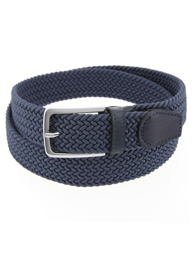 Elastic braided belt in steel blue Rob III
