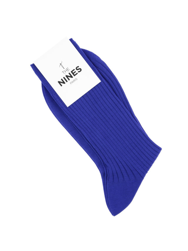 Electric blue cotton lisle socks