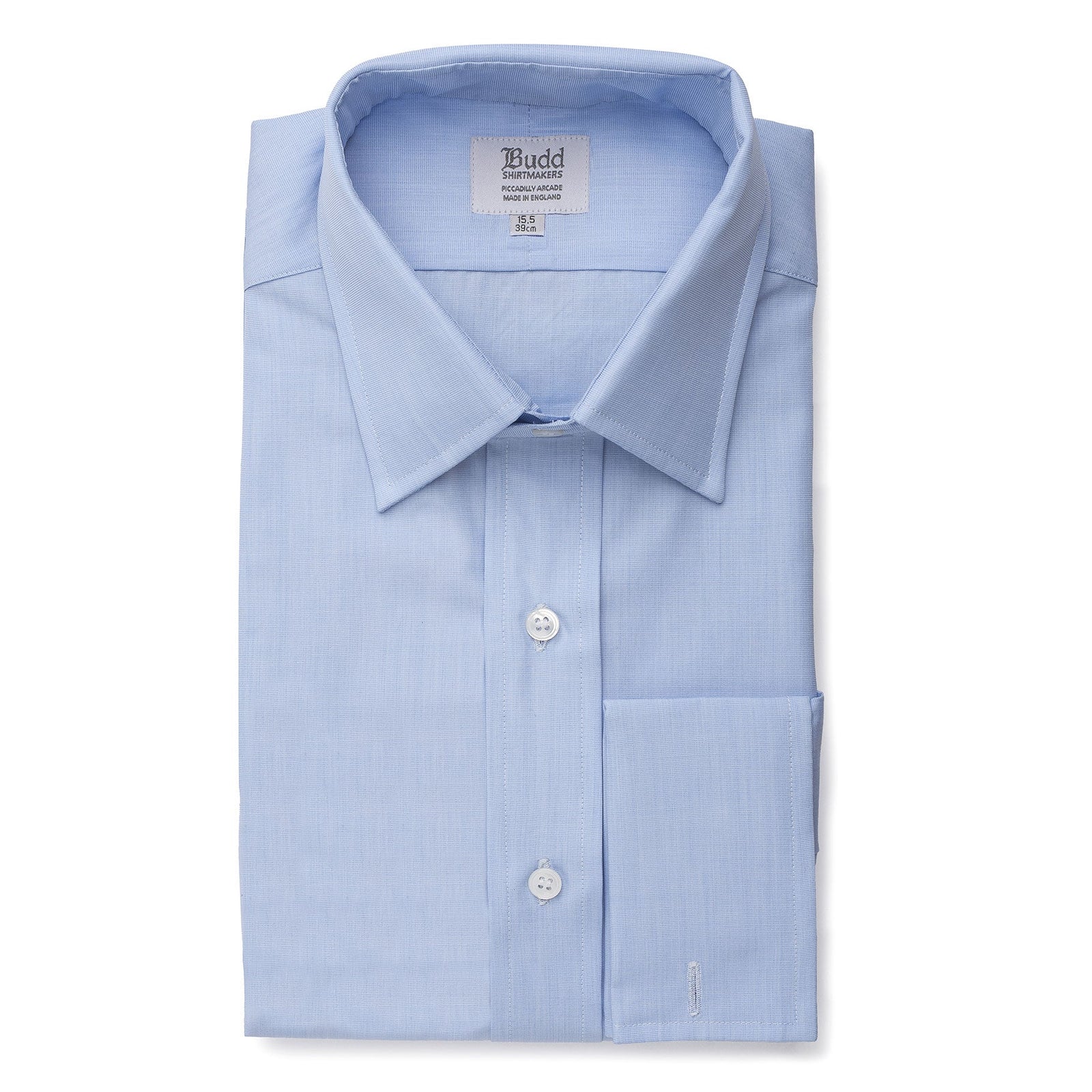 Classic Fit Plain End On End Double Cuff Shirt In