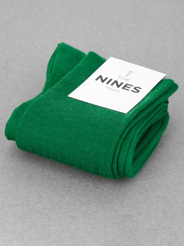 English green virgin wool knee socks