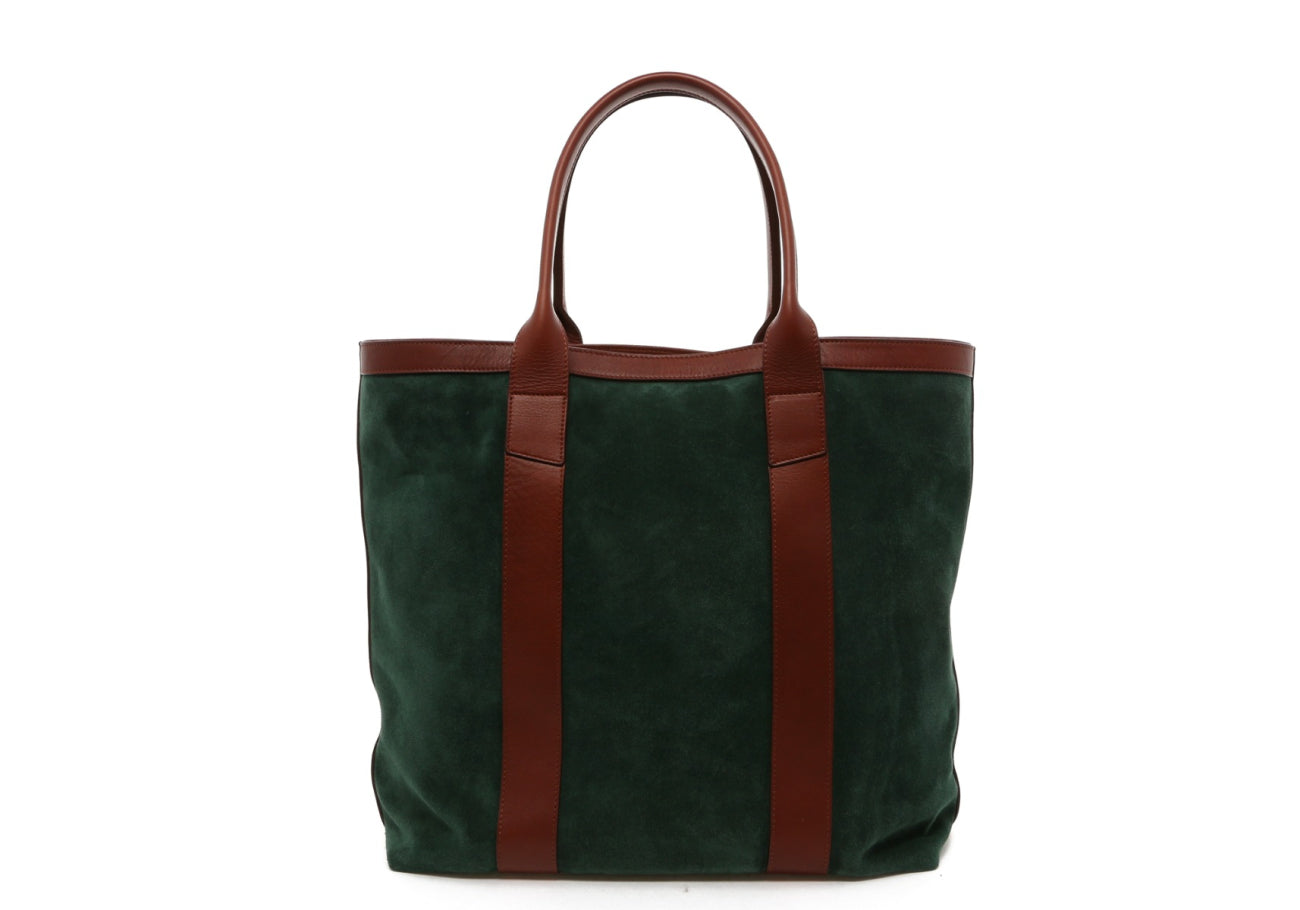 Tall Tote - Evergreen/Chestnut Trim - Suede