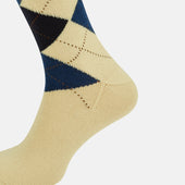 Vanilla Wool Check Mid Length Socks