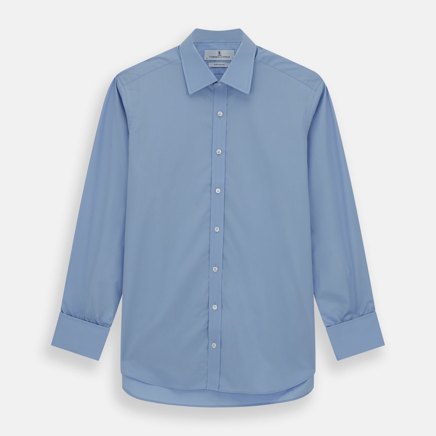 Blue Cotton Shirt with T&amp;A Collar and Double Cuffs