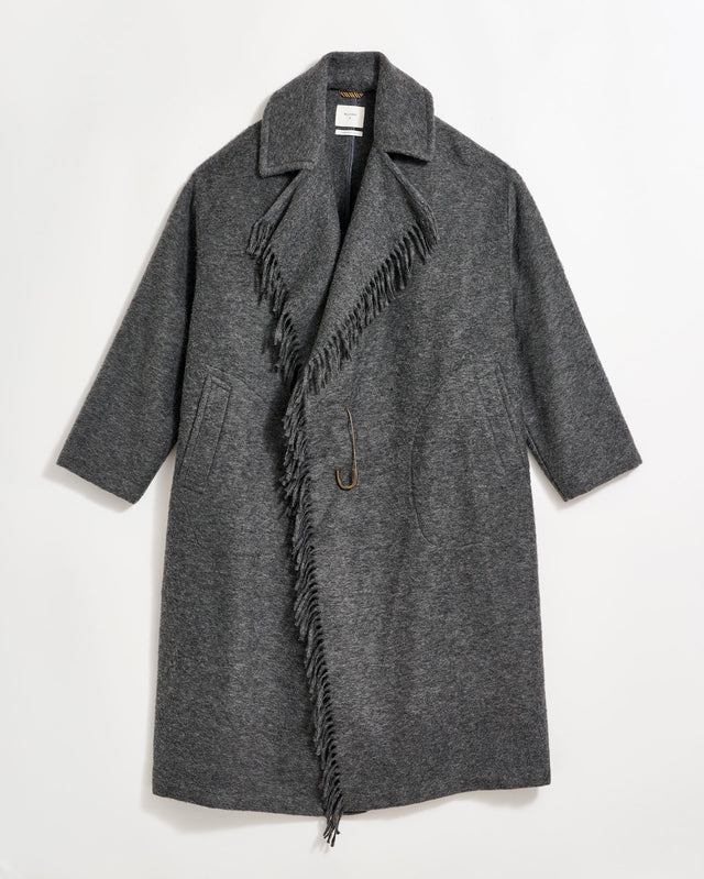 Long Blanket Fringe Coat