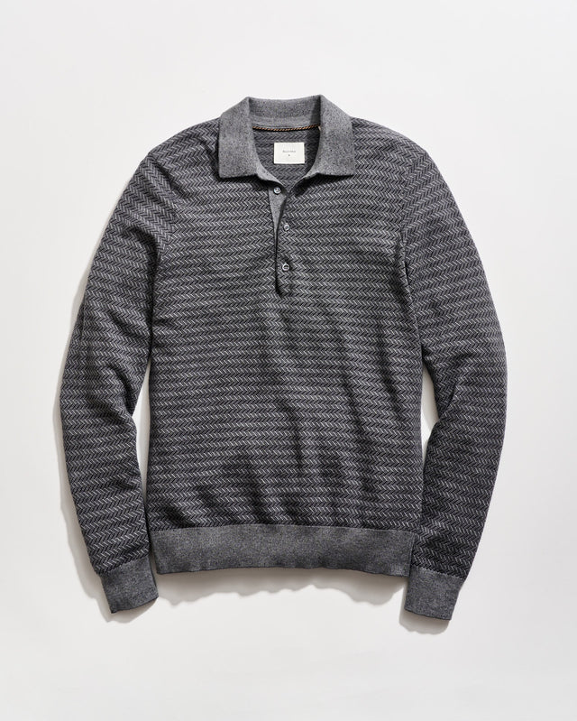 Long Sleeve Jacquard Sweater Polo