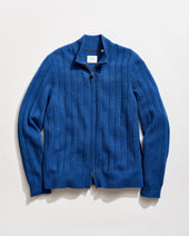 Merino Wool Rib Full Zip Cardigan