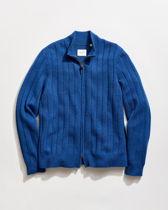 Merino Wool Rib Full Zip Cardigan