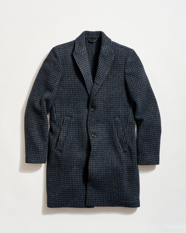 Virgin Wool Houndstooth Walking Car Coat