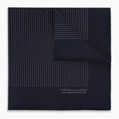 And Charcoal Stripe Silk Pocket Square
