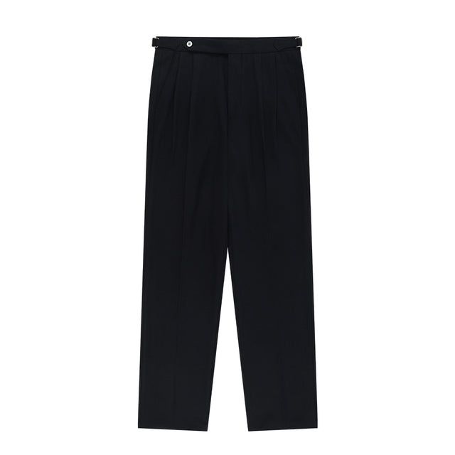 Essential Wool Flannel adjust relaxed Trouser (Dark Navy)