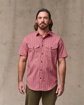 Twin Lakes Short Sleeve Sport Shirt - Brick / Cream Plaid