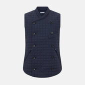 Navy Double-Breasted Quilted Gilet