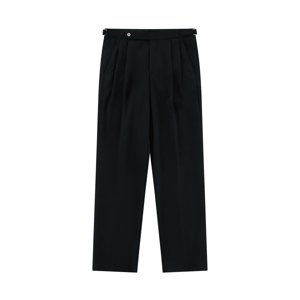 Wool Worsted Adjust 2pleats Relaxed Trousers