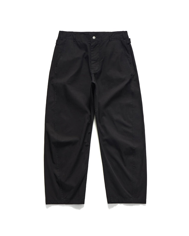 CINCH BACK CURVED PANTS / BLACK 2