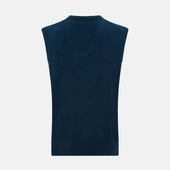 Dark Green Melange Cashmere V Neck Vest