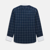 Windowpane Check Windsor Shirt With Contrast T A Collar And Cuffs