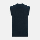 Dark Green Melange Cashmere Sleeveless Cardigan