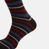 Dark Striped Merino Wool Long Socks