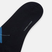 Blue Wool Check Mid Length Socks