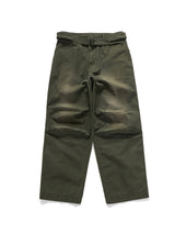 CURVE KNEE BELTED PANTS / PAINTING OLIVE
