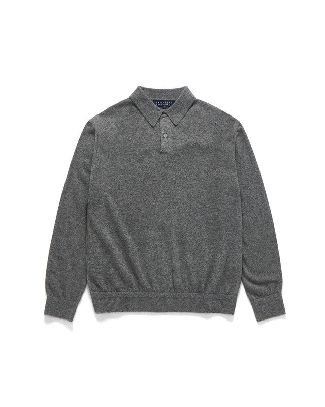 COLLAR LONG SLEEVES KNIT / MELANGE GREY