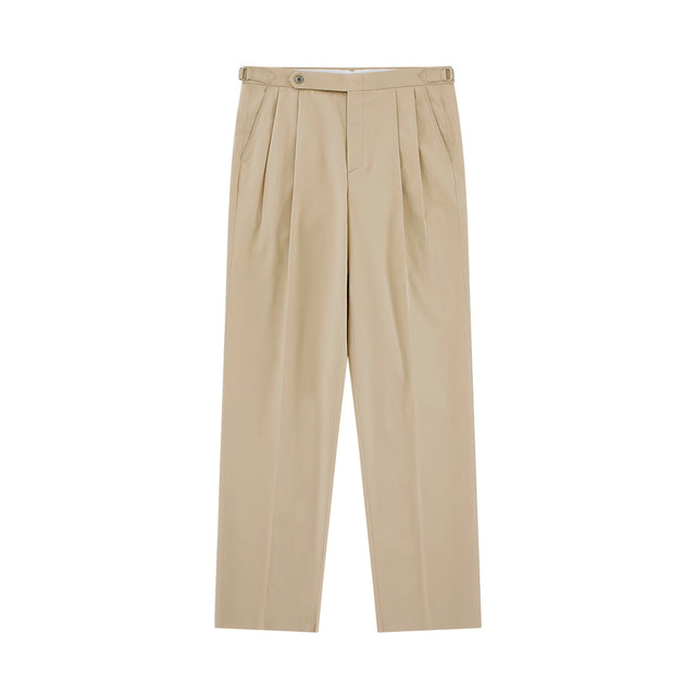 Supima cotton adjust 2Pleats relaxed Chino (Beige)