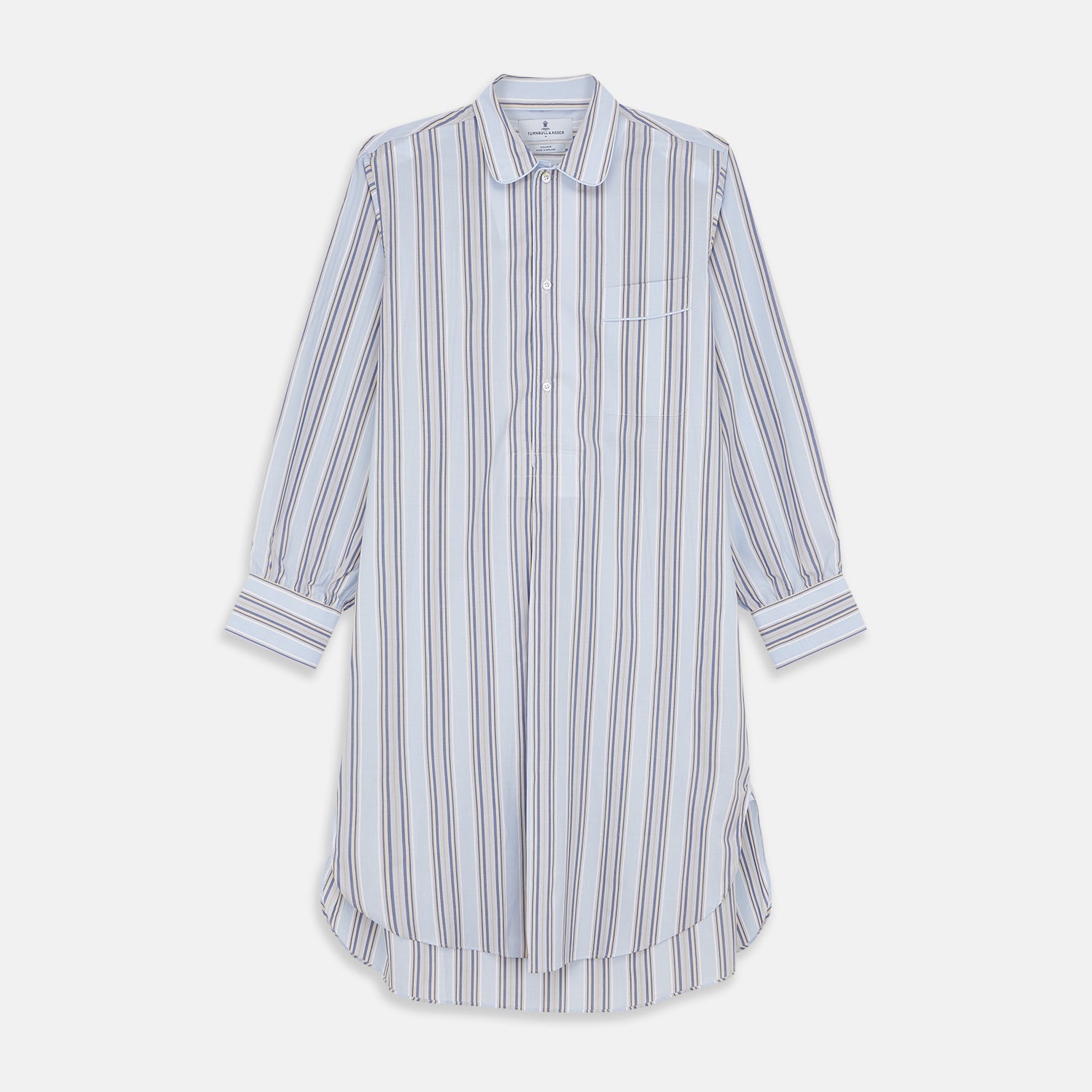 Pale And Yellow Multi Stripe Cotton Sussex Nightshirt