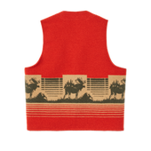 Jacquard Wool Vest - Red / Khaki / Forest Multi