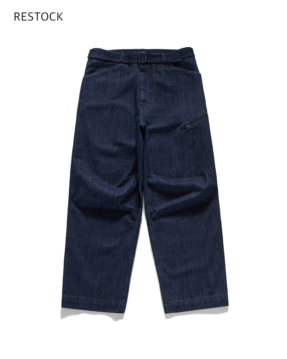 Curve Knee Belted Pants Denim
