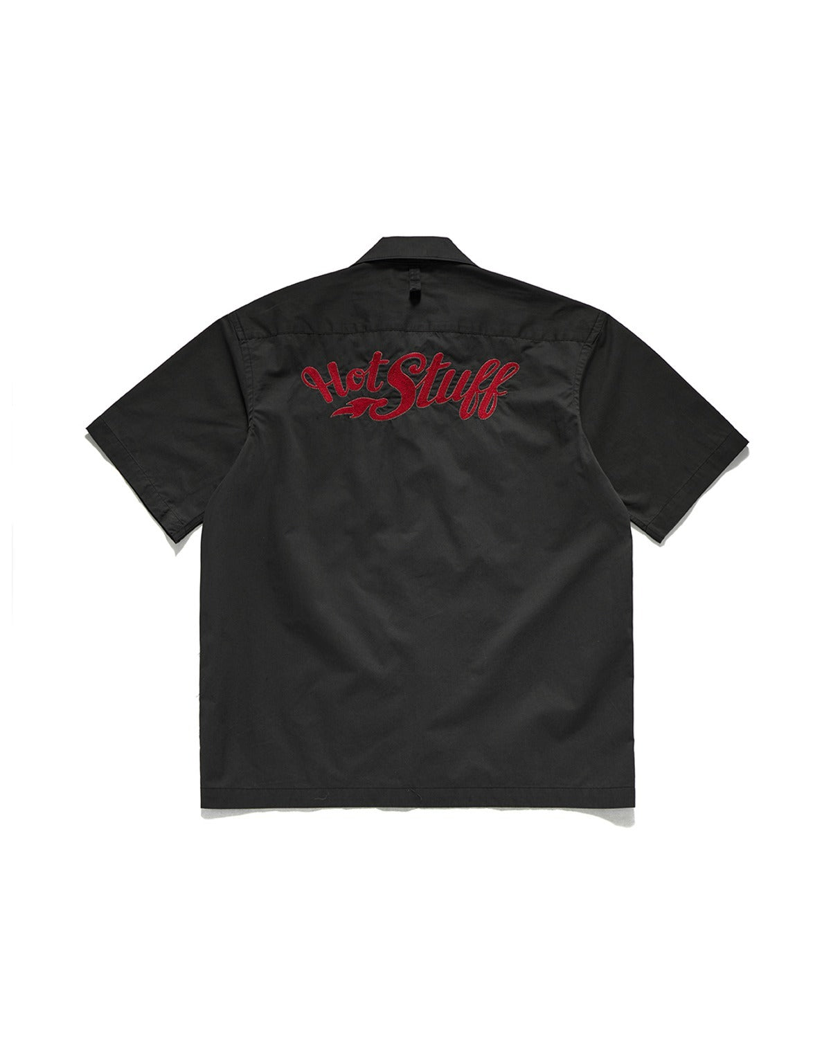 EMBROIDERED WORK HALF SHIRTS / CHARCOAL