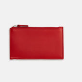 Red Leather Zip Coin And Card Holder