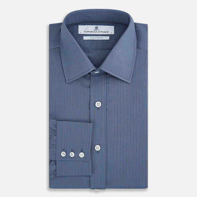 Mid Blue Red Stripe Regular Fit Mayfair Shirt