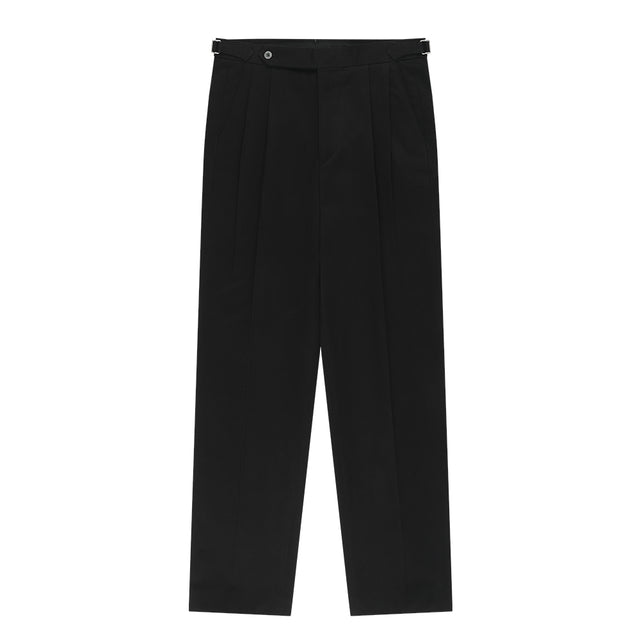 Essential Gaberdine Heavy Double-Pleated relaxed Chino (Black)