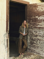 Golden Olive Sea Breeze Linen Pull-On Pant