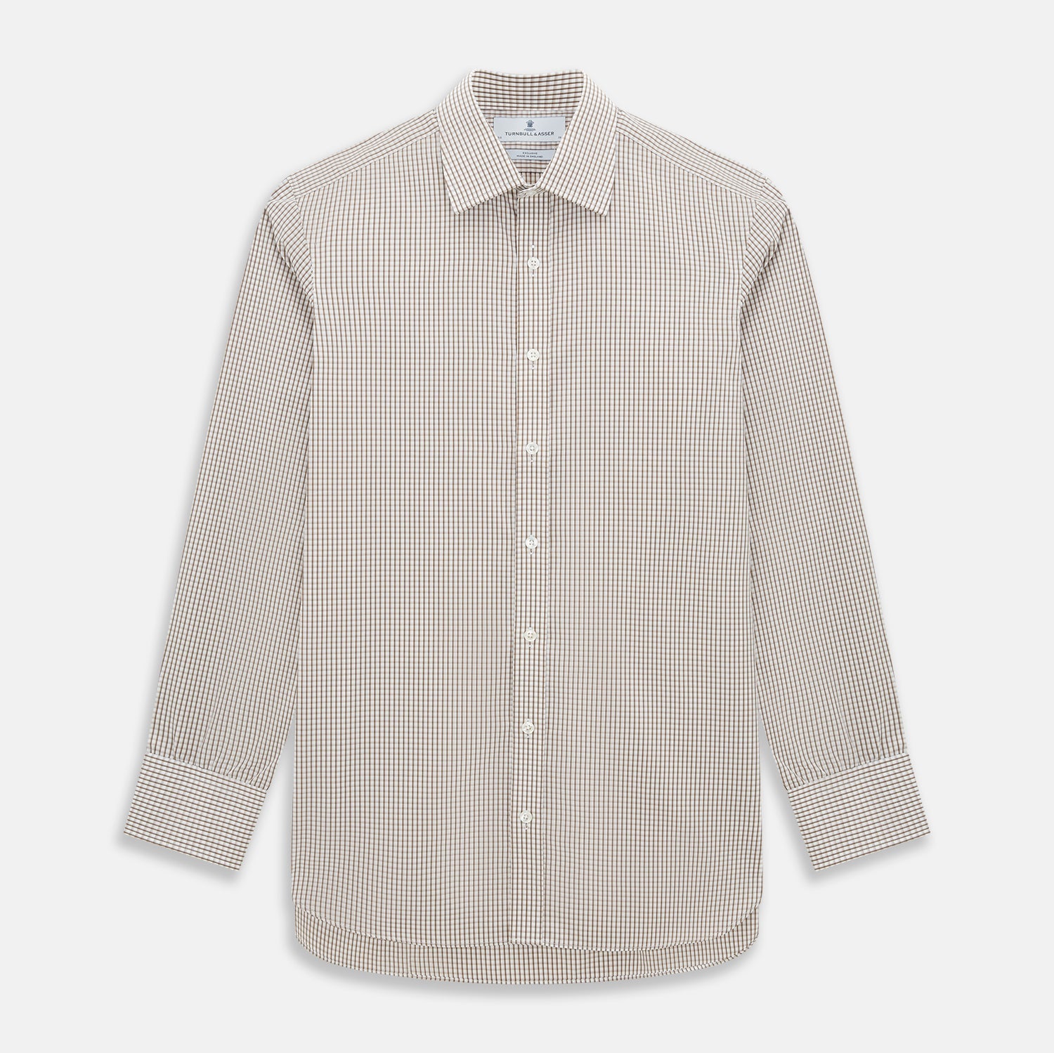 Coffee Micro Shadow Check Mayfair Shirt