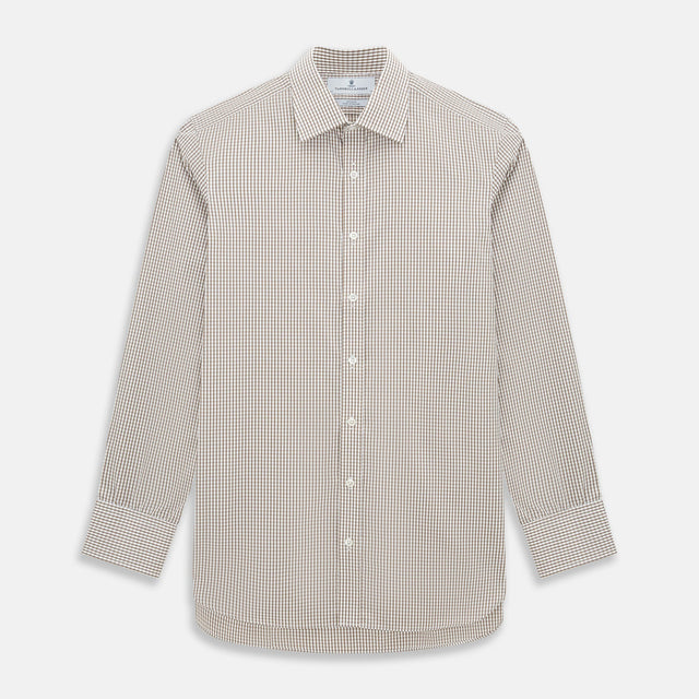 Coffee Micro Shadow Check Mayfair Shirt